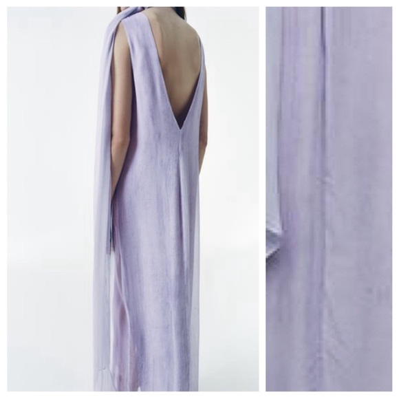 Zara Lilac Viscose Flowing Printed Midi Dress 8077/041/290/014 - Picture 6 of 10